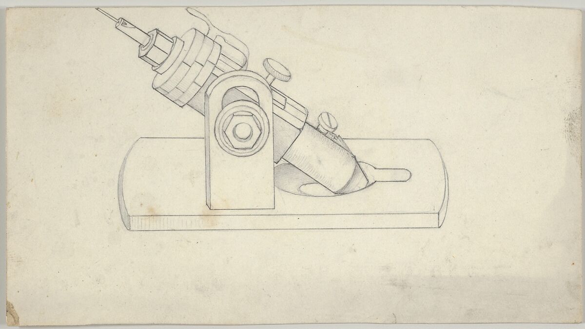 Stylus of a Machine Used for Engraving Bank notes, Attributed to Cyrus Durand (American, 1787–1868), Graphite on thin cardboard 
