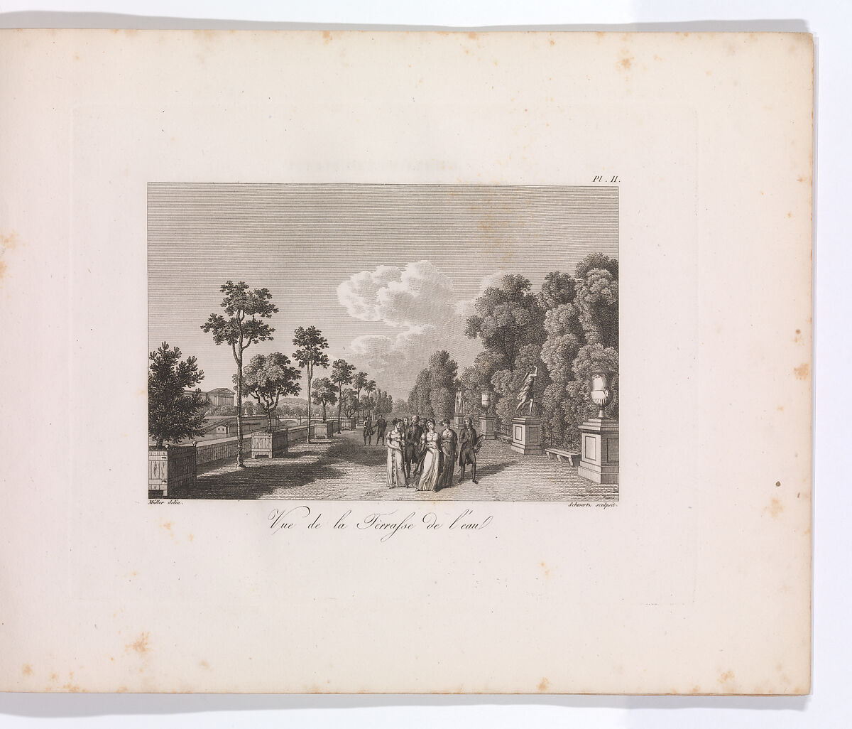 Promenades de Paris, ou collection de vues pittoresque de ses jardins publics, etc. Premier Cahier., Written by J. Philibert, Aquatint 