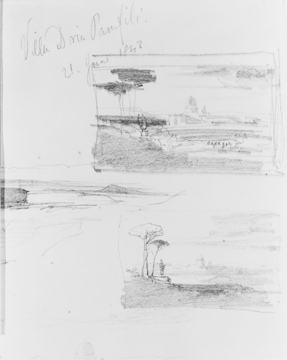 View of St. Peter's, Rome, Edward Lear (British, London 1812–1888 San Remo), Graphite