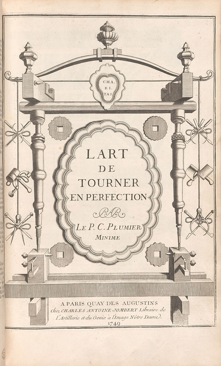 L'Art de Tourner, ou de faire en perfection toutes sortes d'ouvrages au tour, Written by Charles Plumier, Engraving