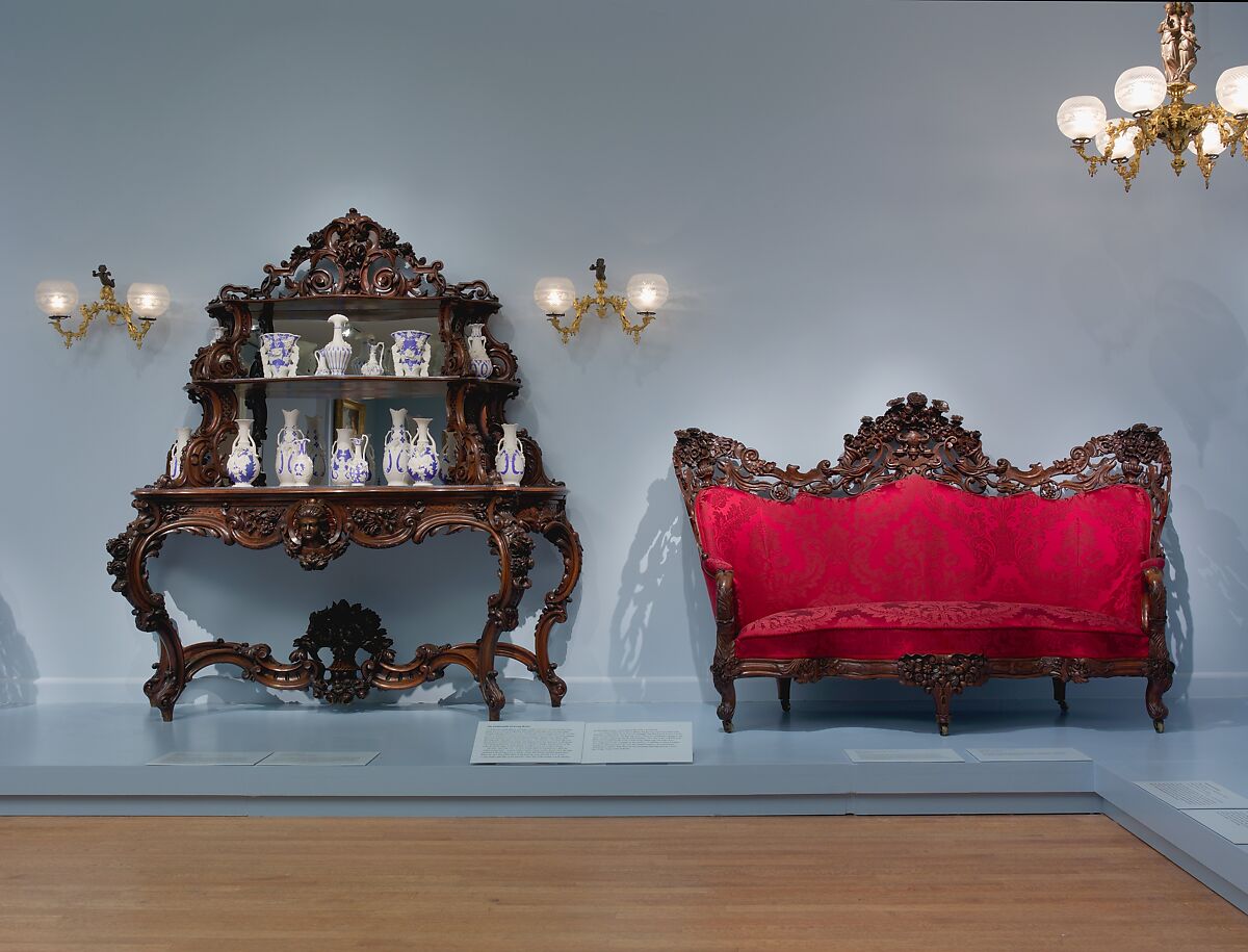 Étagère, Alexander Roux (1813–1886), Rosewood, rosewood veneer; chestnut, tulip poplar, bird's-eye maple (secondary woods), American