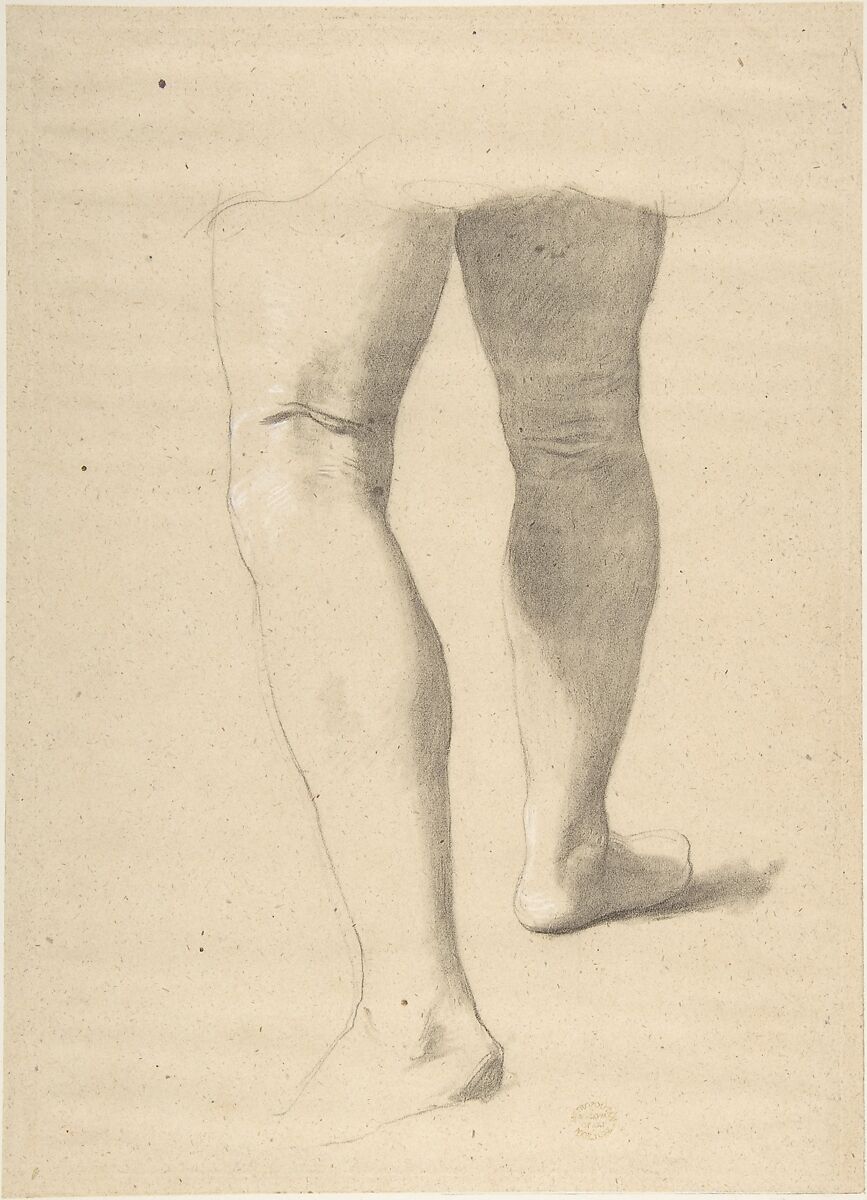 Study of Legs, Romain Cazes (French, Saint-Béat 1808–1881 Saint-Gaudens), Black chalk highlighted with white chalk 