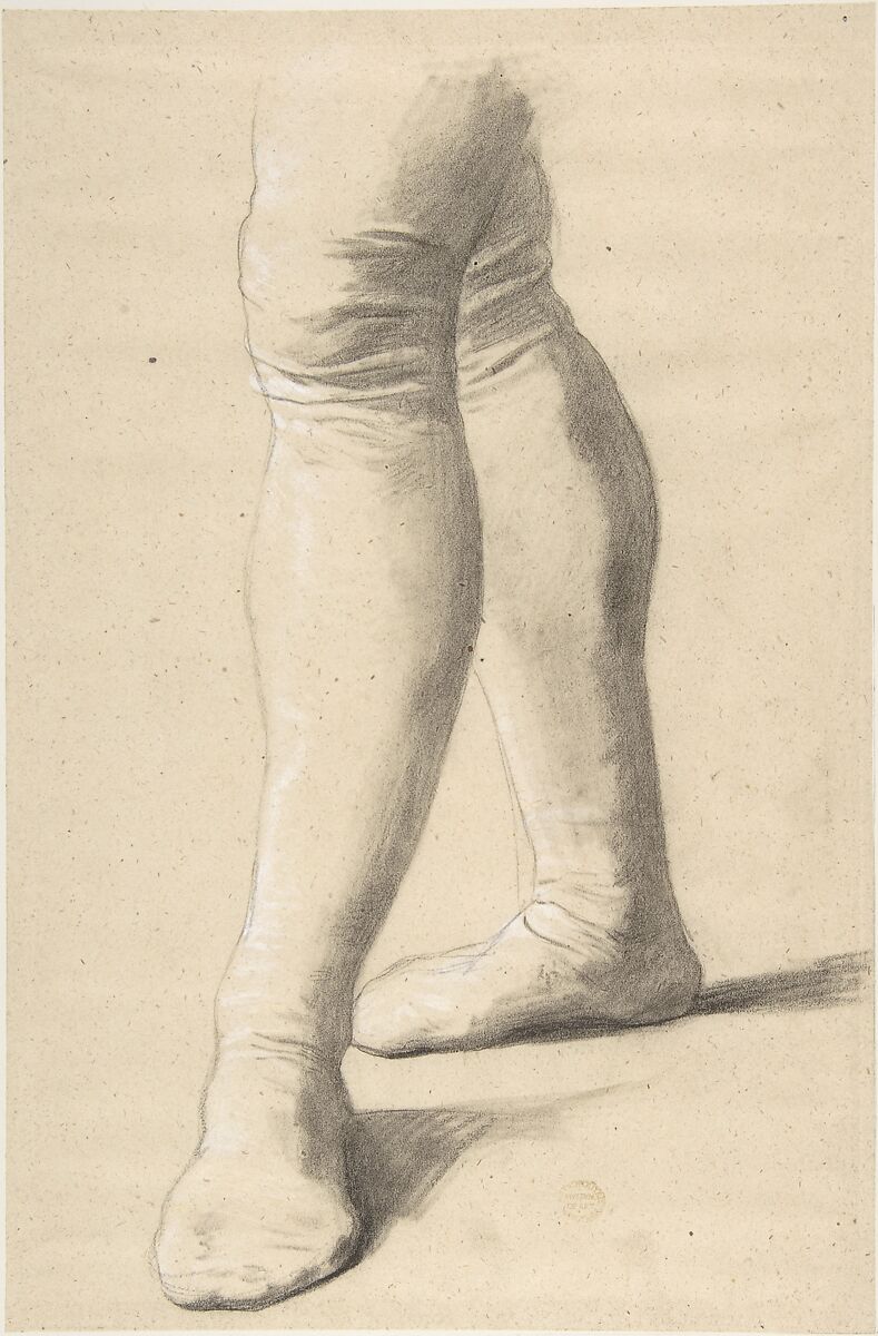 Study of Legs, Romain Cazes (French, Saint-Béat 1808–1881 Saint-Gaudens), Black chalk highlighted with white chalk 