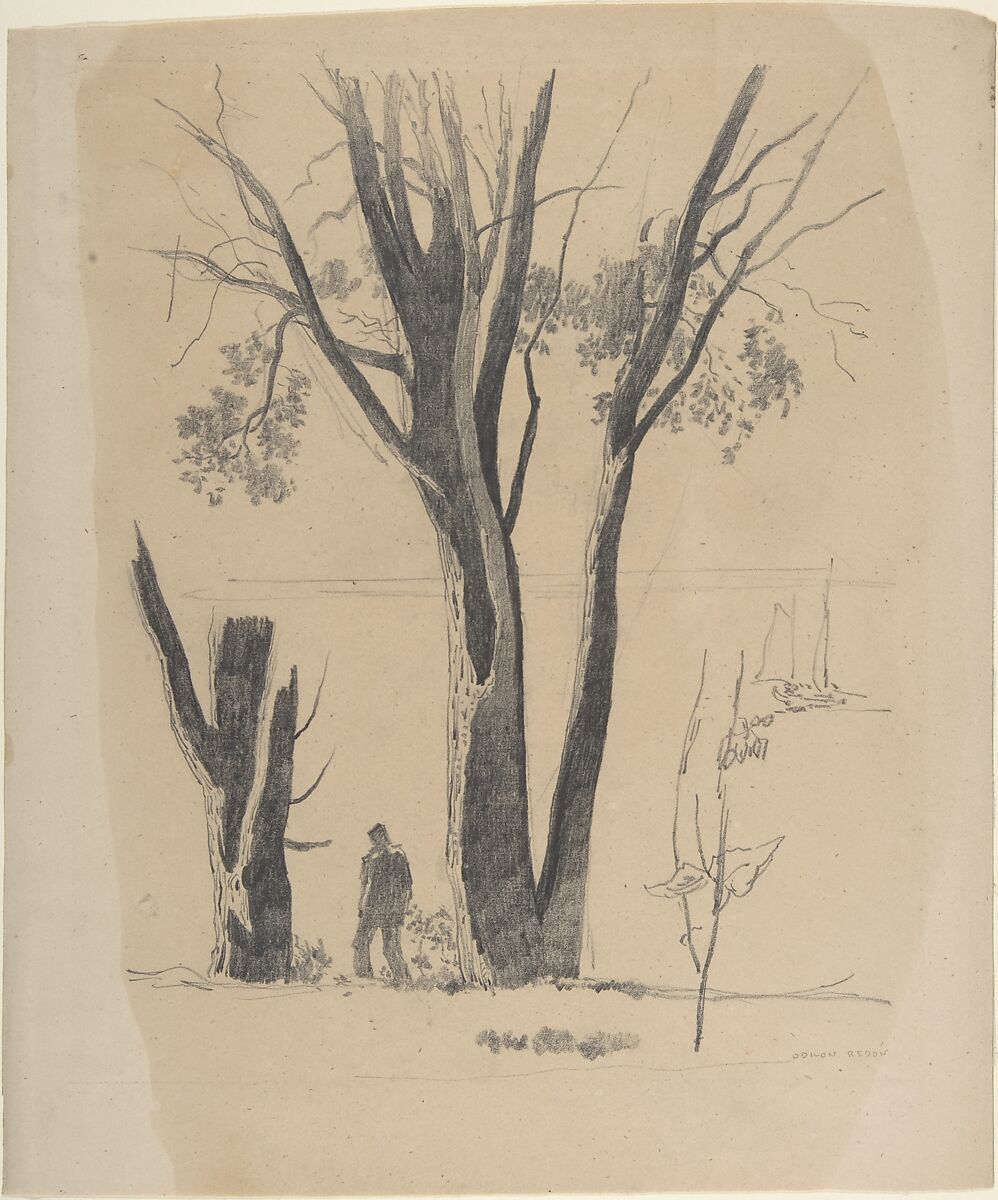 Study of Man between Trees, Odilon Redon (French, Bordeaux 1840–1916 Paris) 