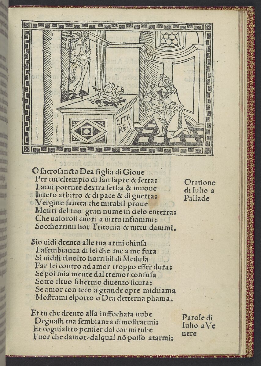 La Giostra di Giuliano de Medici..., Angelo Poliziano (Italian, Montepulciano 1454–1494 Florence), Printed book with woodcut illustrations