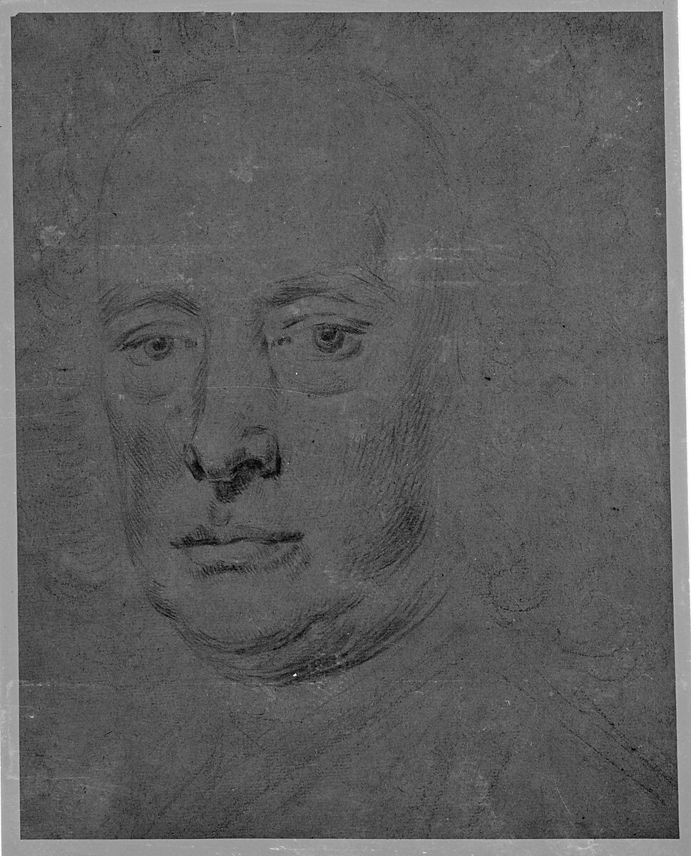 Man's Head, Jonathan Richardson Sr. (British, London 1667–1745 London), Red chalk with black chalk indications