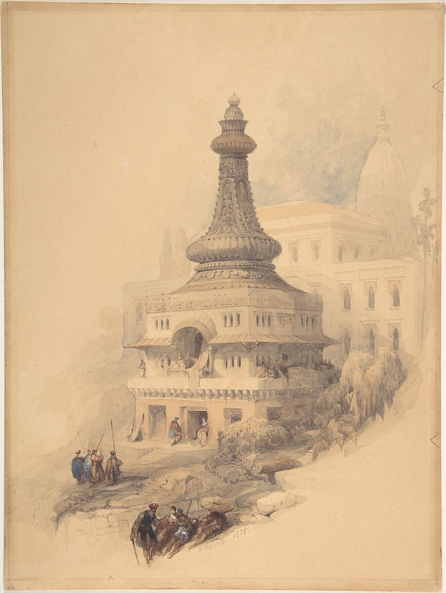Oriental Scene, David Roberts (British, Stockbridge, Scotland 1796–1864 London), Watercolor over traces of graphite on cardboard 