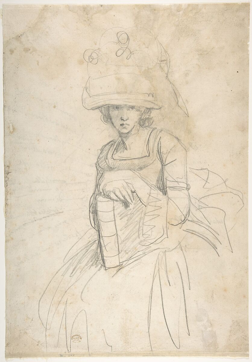 Lady Holding a Book (recto); Plan of Placing Colors on a Palette (verso), George Romney (British, Beckside, Lancashire 1734–1802 Kendal, Cumbria), Recto: graphite
Recto: pen and ink 