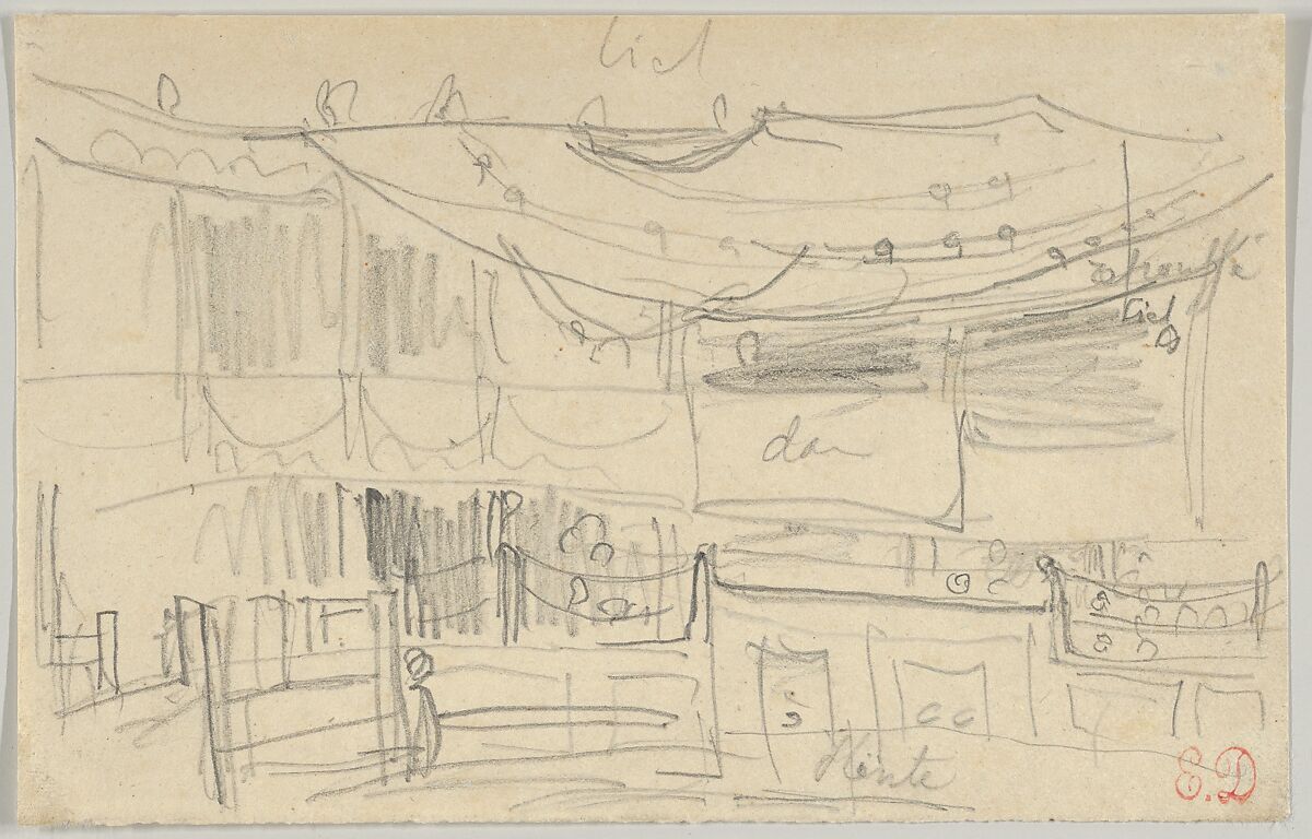 Sketch of an Arena(?), Eugène Delacroix (French, Charenton-Saint-Maurice 1798–1863 Paris), Graphite 