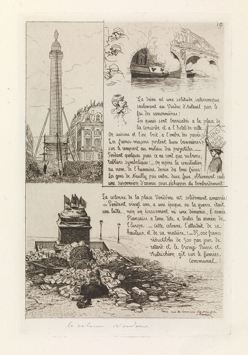 Paris sous la Commune, Notes et Eaux fortes and Paris Incendie, Adolphe Martial Potémont, called Martial (French, Paris 1828–1883 Paris), Etching