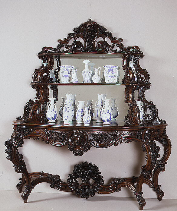 Étagère Shelves, Alexander Roux (1813–1886), Rosewood, chestnut, poplar, bird's-eye maple, American 