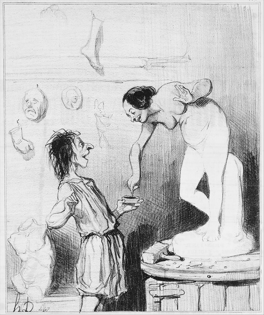 Pygmalion, from Histoire Ancienne, published in Le Charivari, December 28, 1842, Honoré Daumier (French, Marseilles 1808–1879 Valmondois), Lithograph; third state of three (Delteil)