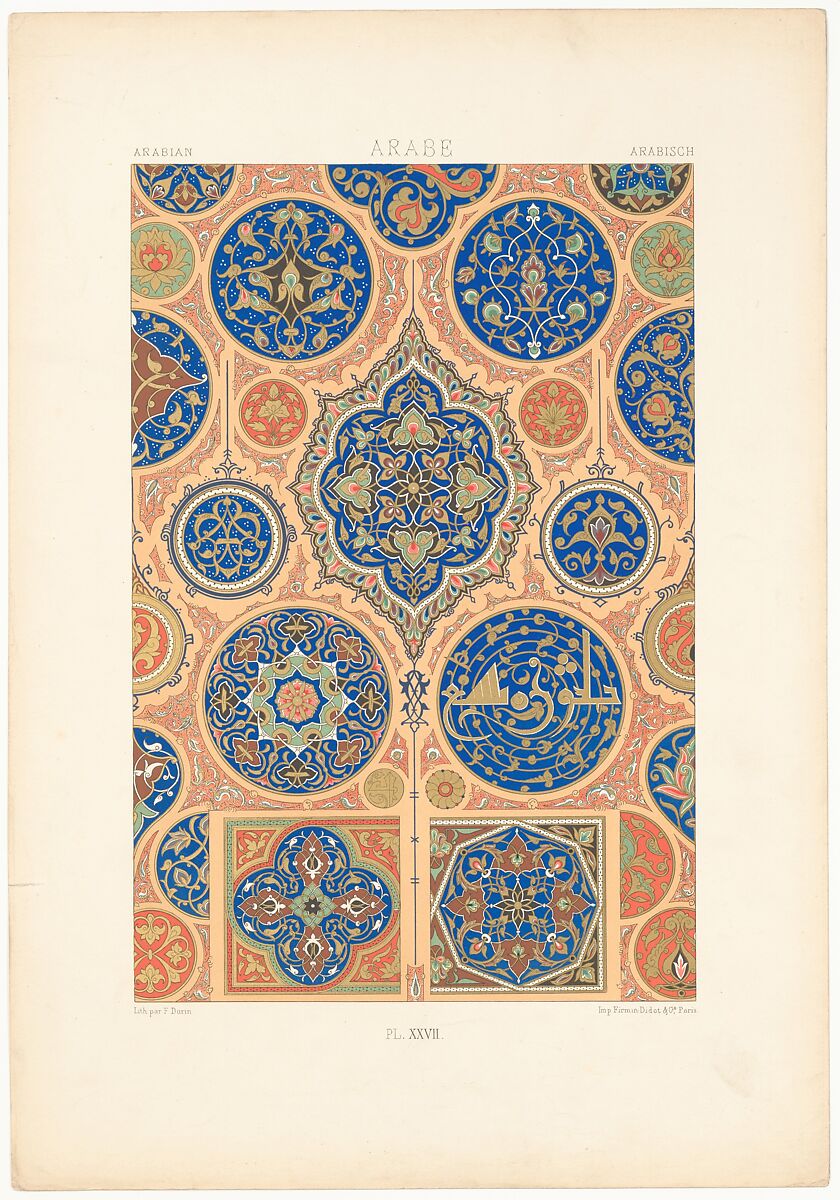 L'Ornement Polychrome, Albert-Charles-Auguste Racinet (French, 1825–1893), Color lithograph 