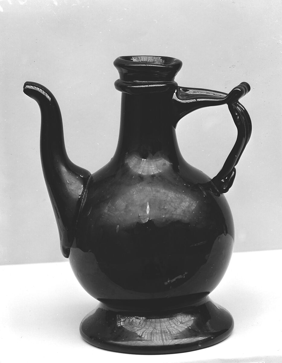 Ewer, Free-blown green glass, American 