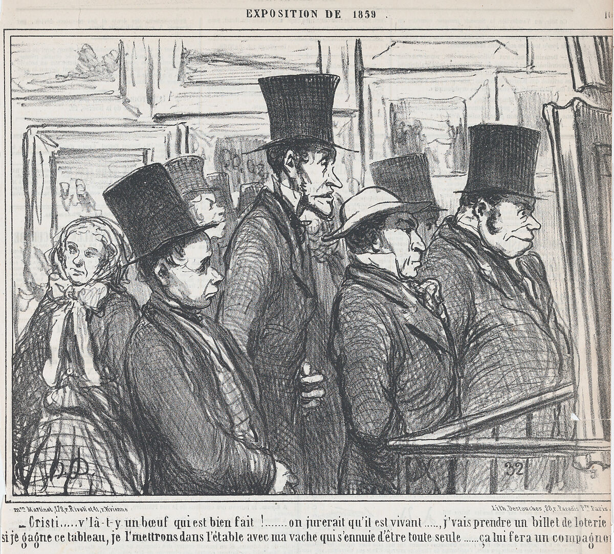 Cristi,... v'là-t-y un boeuf qui est bien fait!..., from Exposition de 1859, published in Le Charivari, May 4, 1859, Honoré Daumier (French, Marseilles 1808–1879 Valmondois), Lithograph on newsprint; second state of two 