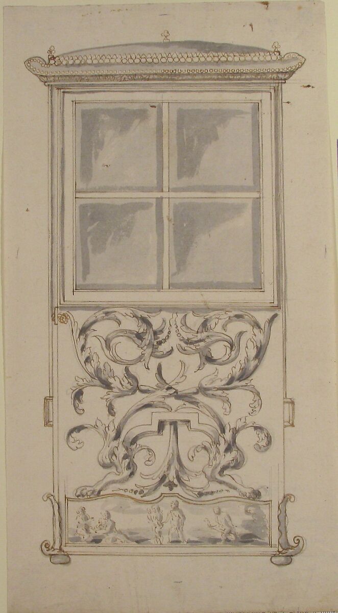 Design for a Sedan Chair, Anonymous, French, 18th century, Pen and brown ink, brush and gray wash, graphite