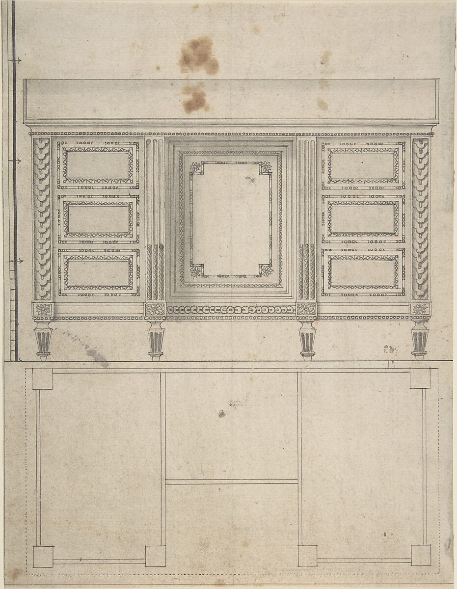 Design for a Console, Anonymous, French, 18th century, Pen and black ink, brush and gray wash. 