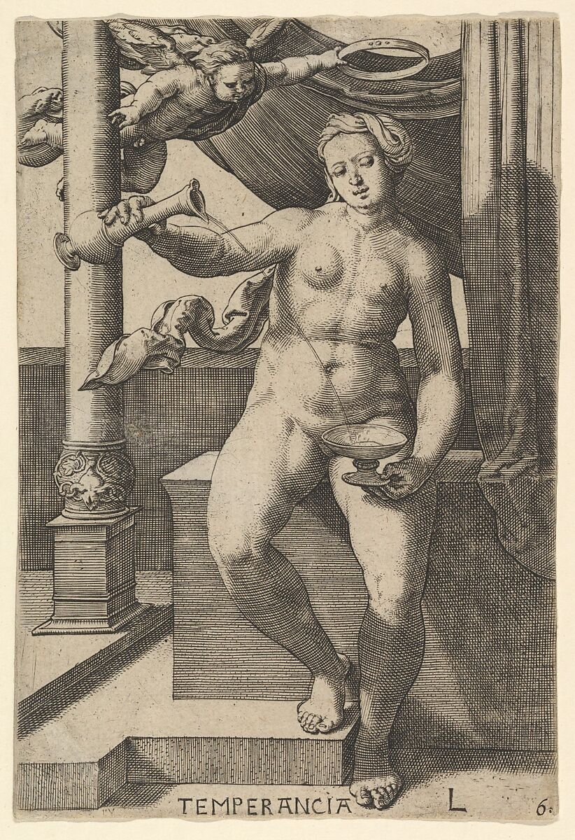 Temperance (Temperancia), Lucas van Leyden (Netherlandish, Leiden ca. 1494–1533 Leiden), Engraving 