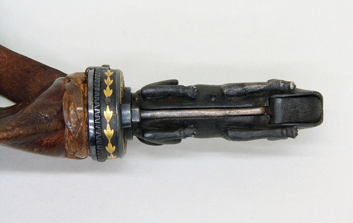 Shot bag (<i>Perdigonera</i>), Leather, iron, gold, Spanish