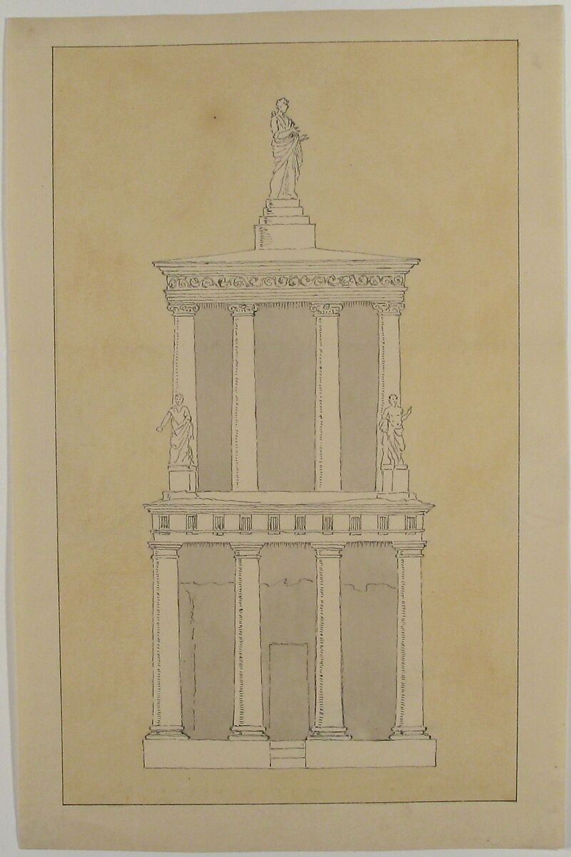 Design for Tomb of Mamier, Anonymous, French, 18th century, Pen and black ink, brush and gray wash, graphite