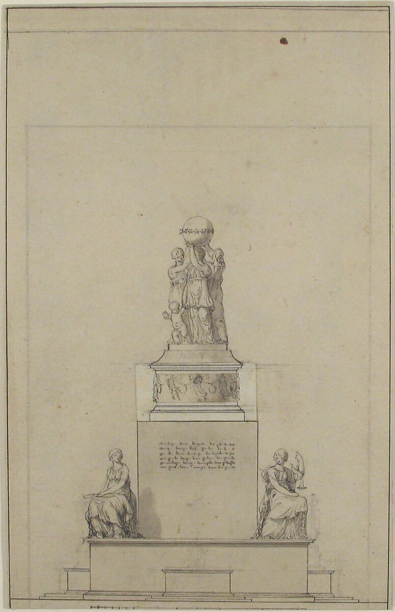 Design for Monument, Anonymous, French, 18th century, Pen and black ink, graphite