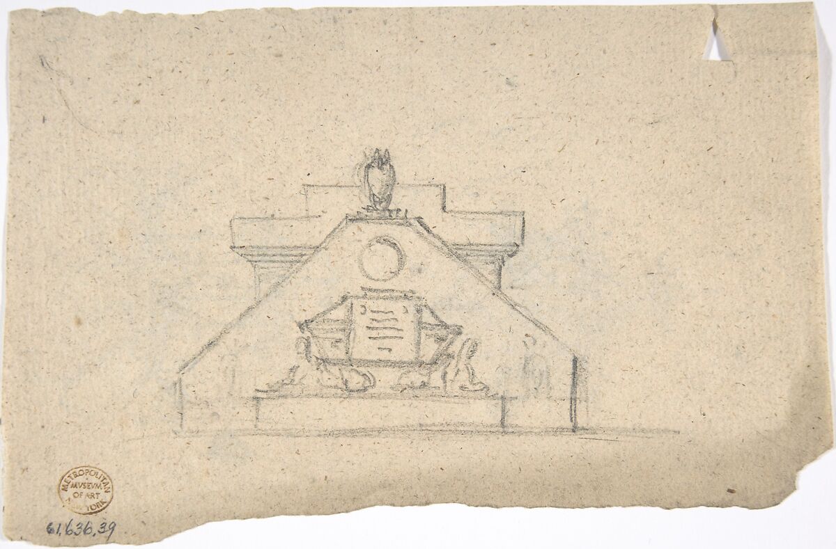 Two Designs for Chinese Lanterns (recto); Design for a Neoclassical Tomb or Monument with Sphinxes (verso), Anonymous, French, 18th century, Graphite