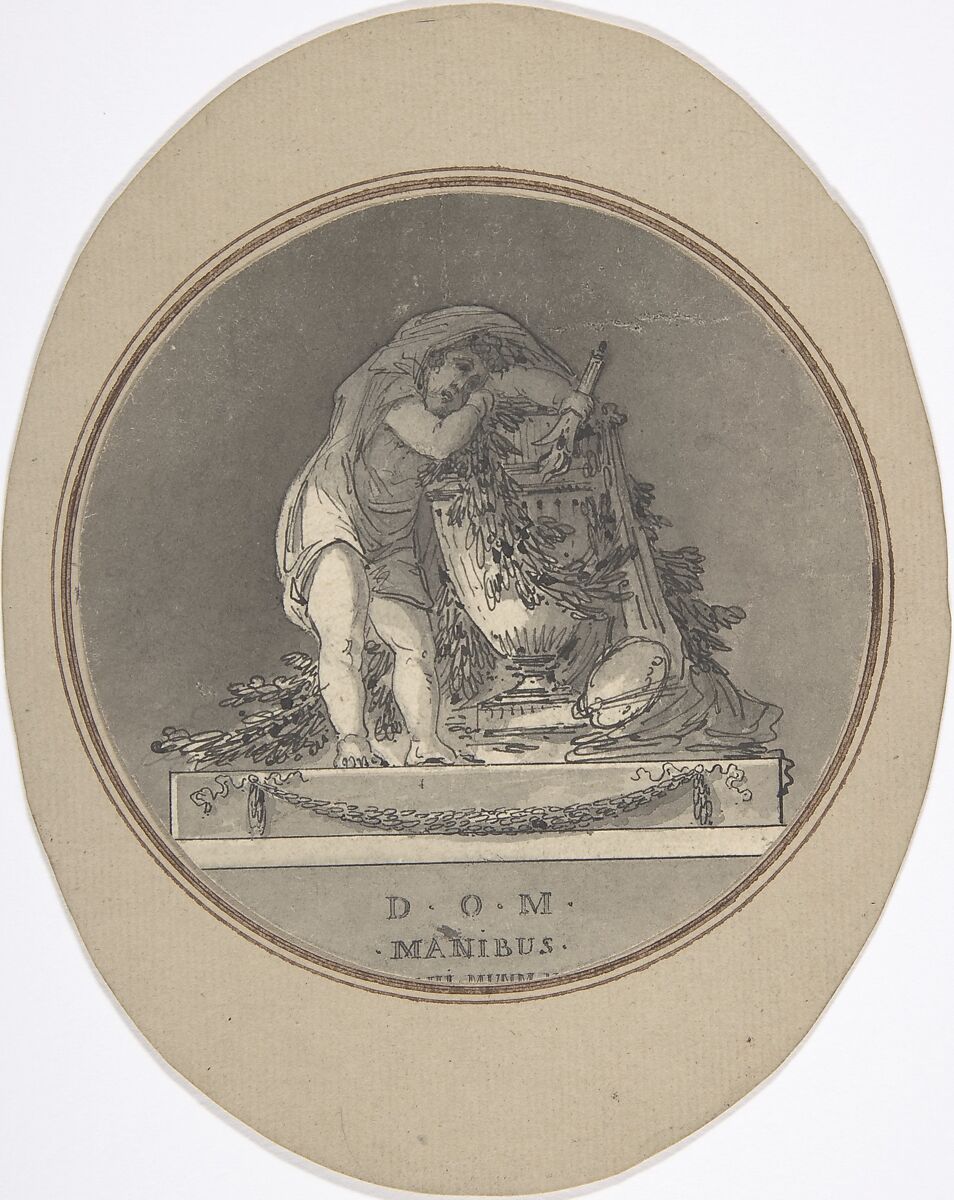 Decoration for a Monument, Anonymous, French, 18th century, Pen and black ink, brush and gray wash 
