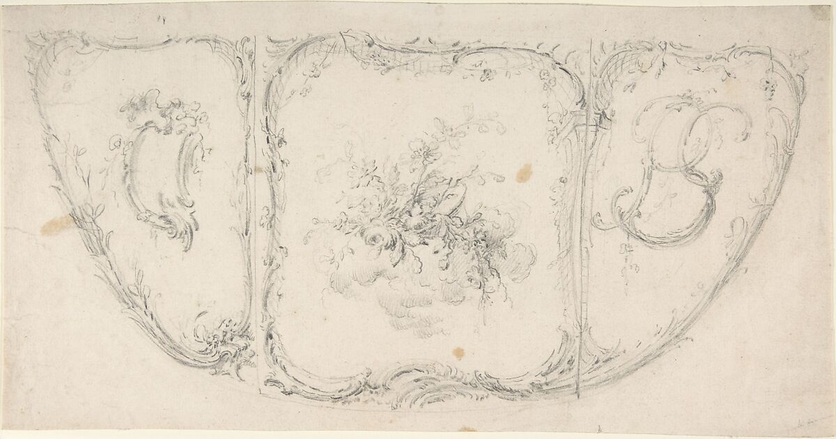 Design for the Side of a Carriage, Anonymous, French, 18th century, Graphite 