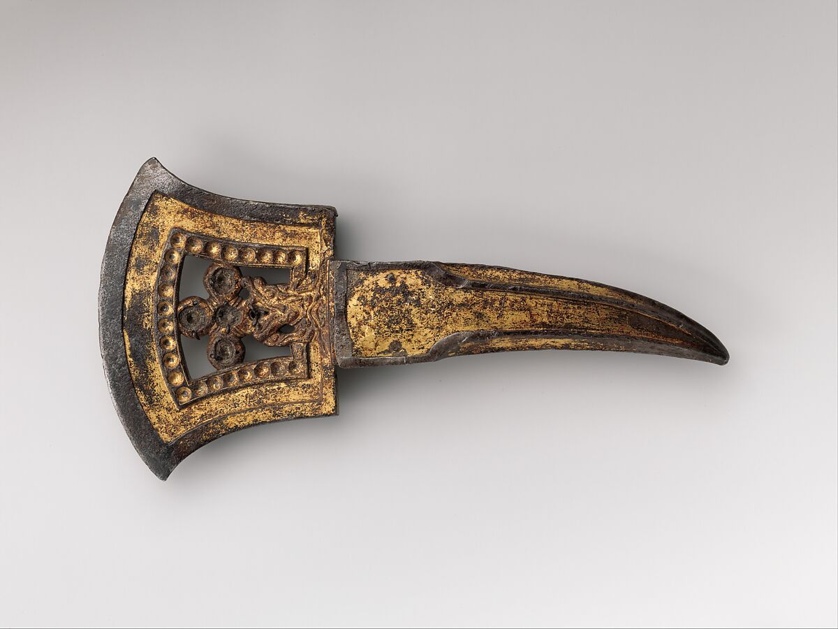 Ax Head, Iron, gold, probably Tibetan or Mongolian 