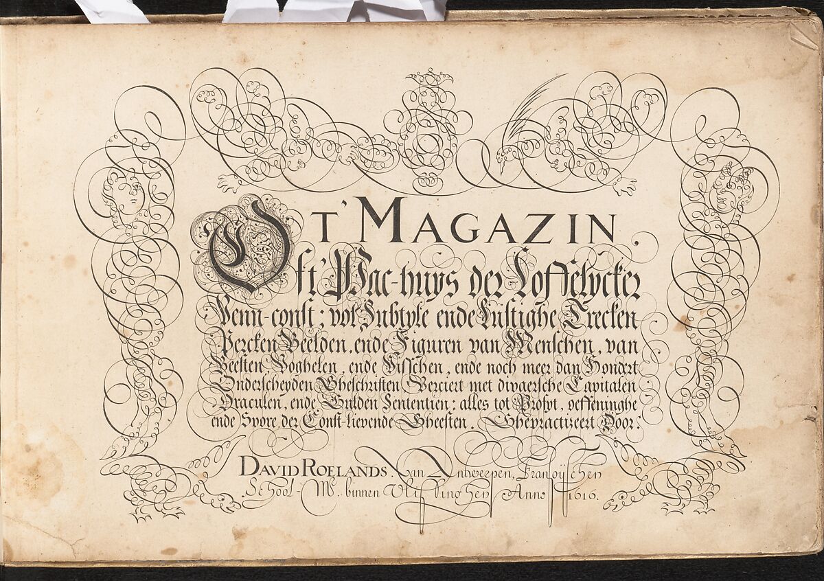 T'Magazin oft Pac-huys der Loffelÿcker Penn-const (The Store Room or Ware House of the Praiseworthy Art of the Pen), David Roelands (Netherlandish, active 17th century), plates: etching, woodcut