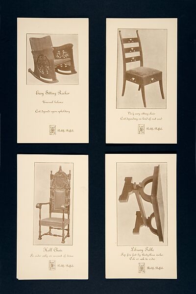 Set of Advertising Cards, Issued by Charles Rohlfs (American, Brooklyn, New York 1853–1936 Buffalo, New York), Half-tone commercial process, printed in brown ink on glossy wove paper