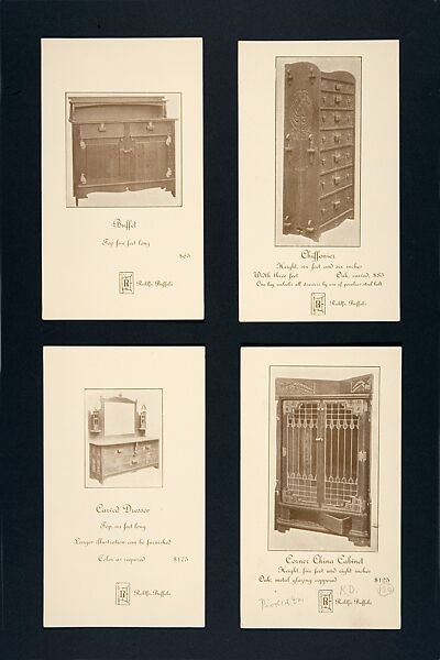Set of Advertising Cards, Issued by Charles Rohlfs (American, Brooklyn, New York 1853–1936 Buffalo, New York), Half-tone commercial process, printed in brown ink on glossy wove paper