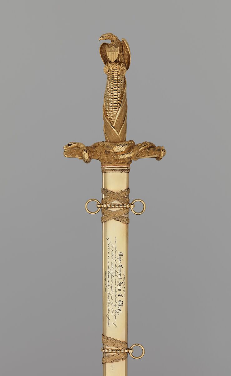 Congressional Presentation Sword and Scabbard of Major General John E. Wool (1784–1869), Samuel Jackson (American, Baltimore, active 1833–70), Steel, gold, brass, diamonds, rubies, American, probably Baltimore 