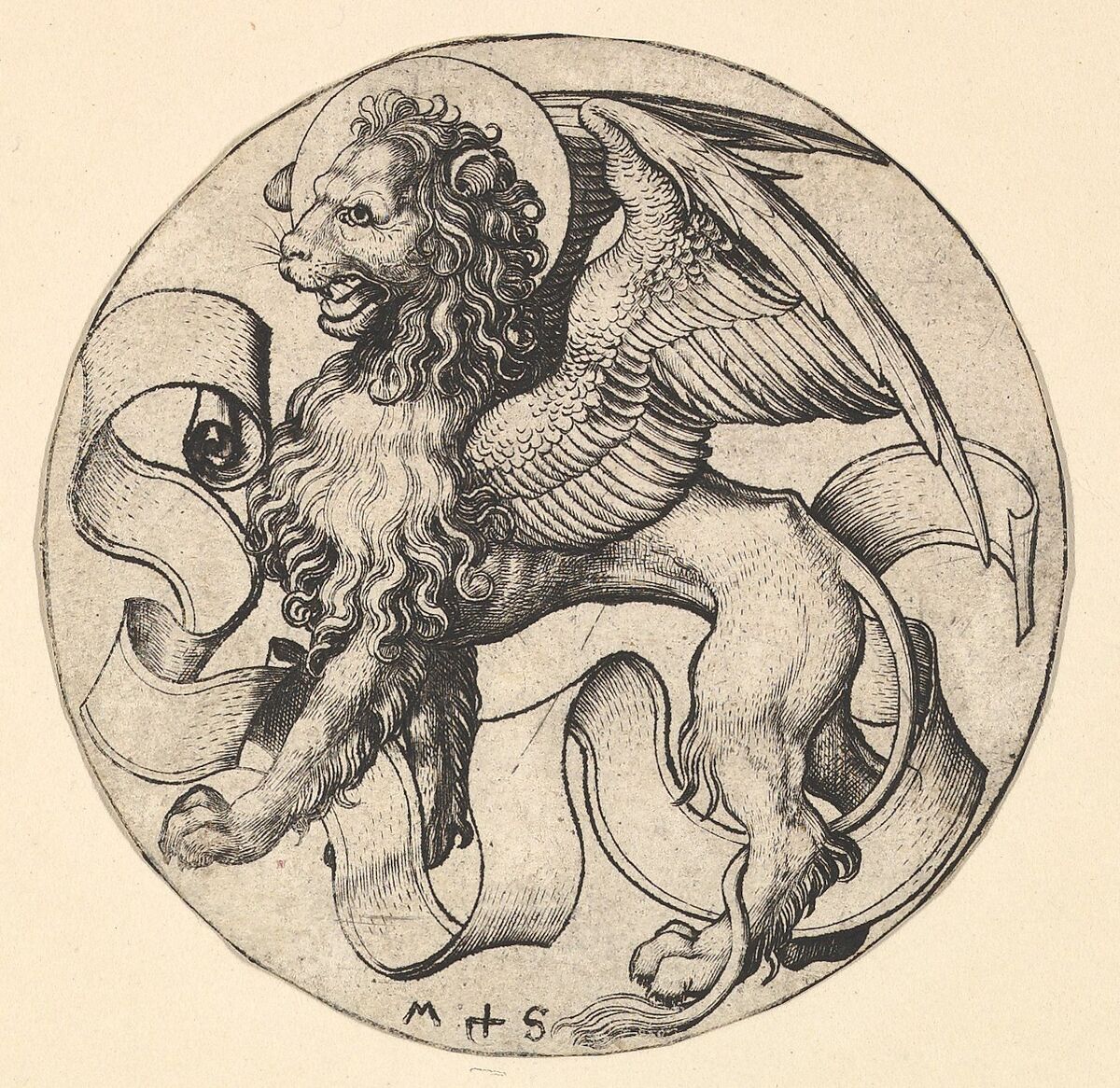 The Lion of Saint Mark, Martin Schongauer (German, Colmar ca. 1435/50–1491 Breisach), Engraving 