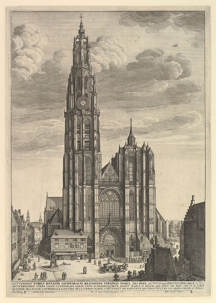 Antwerp Cathedral (Prospectvs Tvrris Ecclesiæ Cathedralis), Wenceslaus Hollar (Bohemian, Prague 1607–1677 London), Etching; second state of five 