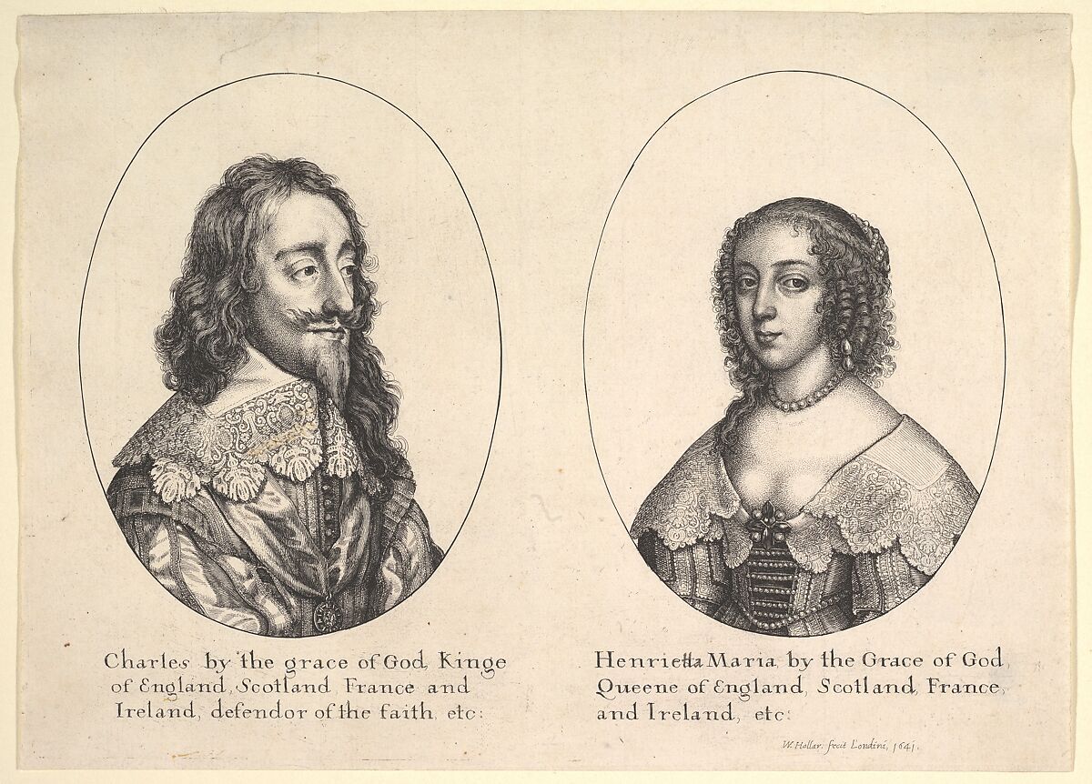 Charles I and Henrietta Maria, Wenceslaus Hollar (Bohemian, Prague 1607–1677 London), Etching; first state of three (NH , this impression cited) 