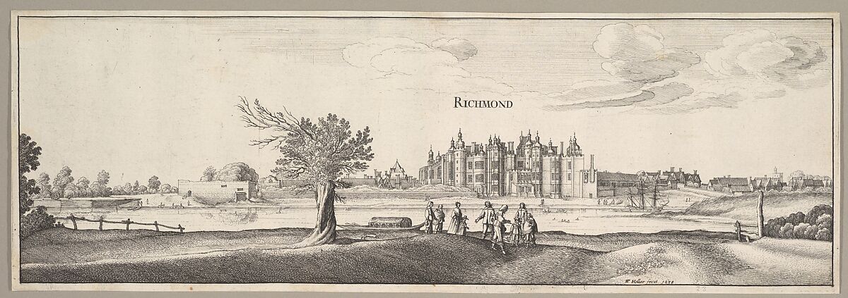 Richmond Palace, Wenceslaus Hollar (Bohemian, Prague 1607–1677 London), Etching, only state, a copy of NH 259 made by Hollar himself 