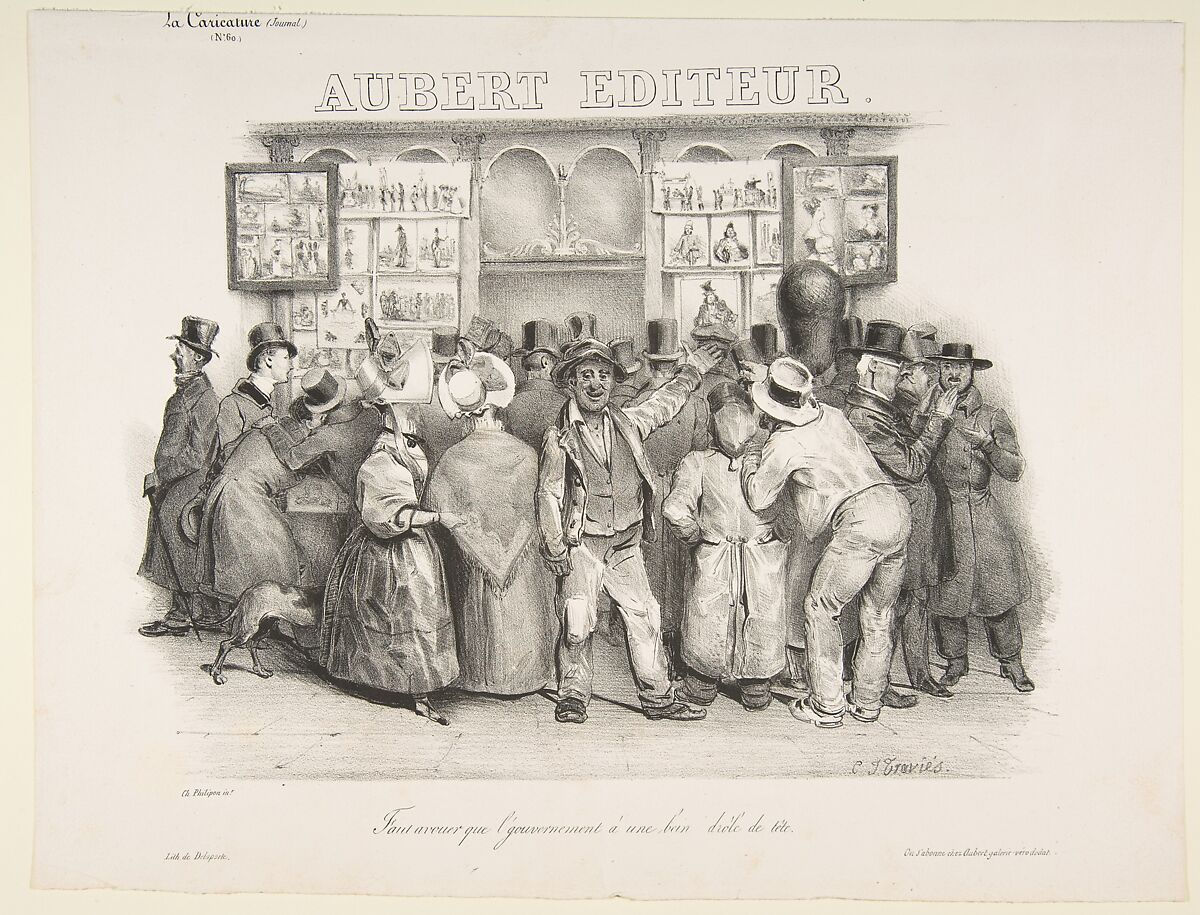 The Publisher Aubert (You must admit the government has a comic appearance), Charles-Joseph Traviès (French, 1804–1859), Lithograph 