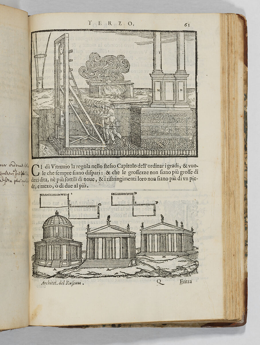 I Dieci libri d'architettura di Gio: Antonio Rusconi. Secondo i precetti di Vitruvio, novamenti ristampati, & accresciuti della Prattica degl'Horologi Solari, Giovanni Antonio Rusconi (ca. 1520–1587), Printed book with woodcut illustrations