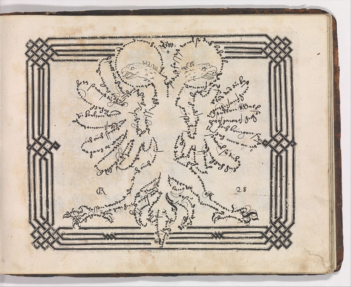 Neuw Zugerichte Schreibkunst (New [book of] Calligraphy), Caspar Rutlinger (Swiss, active Zurich, 1585–1605), Plates: engraving 