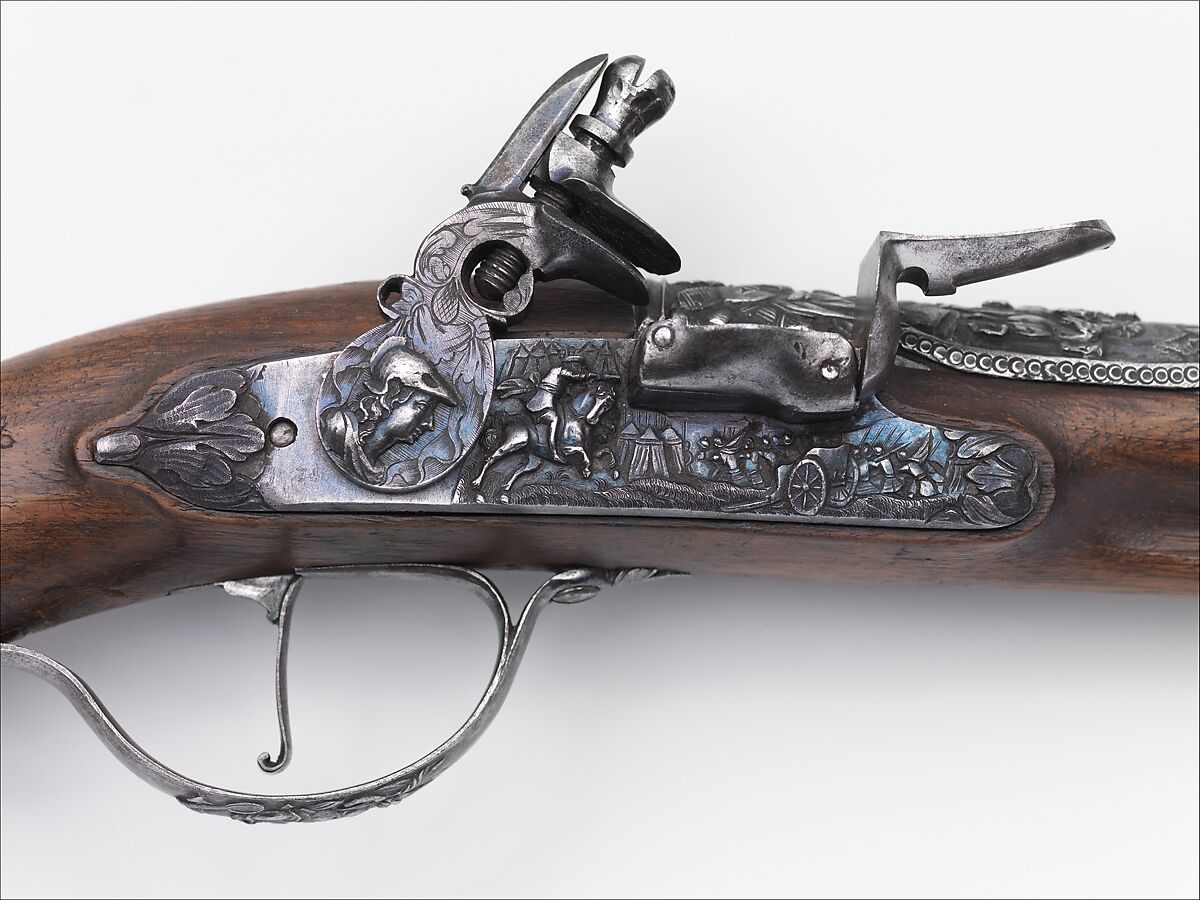 Flintlock Pistol, Steel, iron, wood (walnut), possibly Belgian, Liege