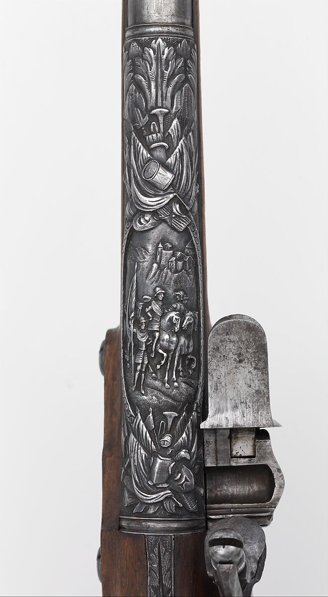 Flintlock Pistol, Steel, iron, wood (walnut), possibly Belgian, Liege