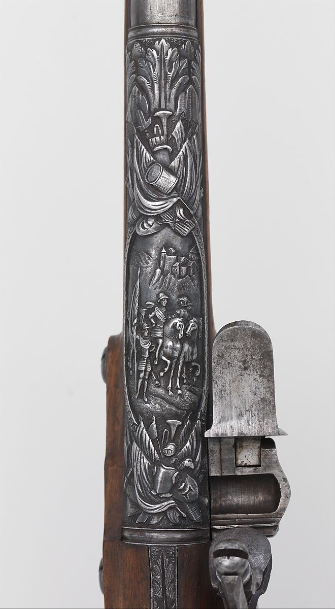 Flintlock Pistol, Steel, iron, wood (walnut), possibly Belgian, Liege