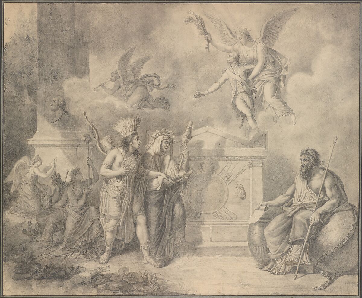 Apotheosis of George Washington, Attributed to Etienne Pallière (French, Bordeaux 1761–1820), Black chalk