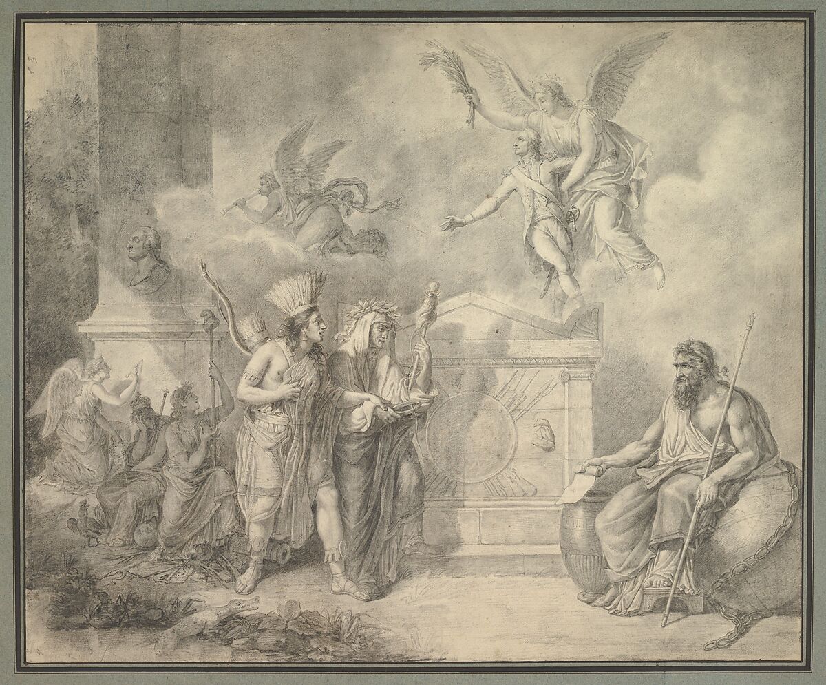 Apotheosis of George Washington, Attributed to Etienne Pallière (French, Bordeaux 1761–1820), Black chalk 