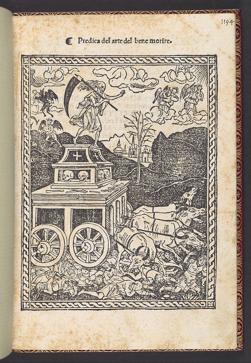 Predica del arte del bene morire (sermon on the art of dying well), Girolamo Savonarola  Italian, Printed book with 4 woodcut illustrations