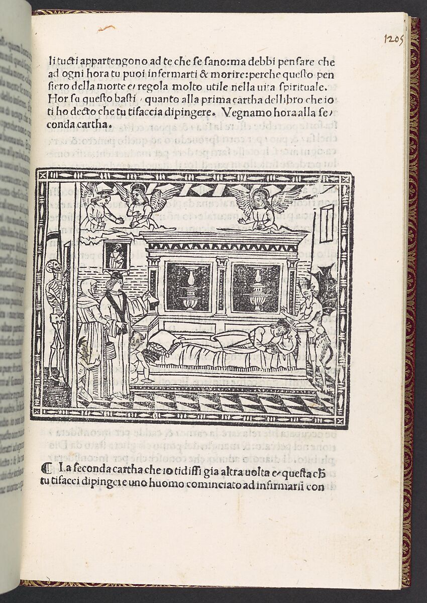 Predica del arte del bene morire (sermon on the art of dying well), Girolamo Savonarola (Italian, 1452–1498), Printed book with 4 woodcut illustrations