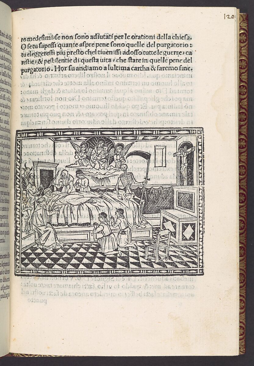 Predica del arte del bene morire (sermon on the art of dying well), Girolamo Savonarola (Italian, 1452–1498), Printed book with 4 woodcut illustrations
