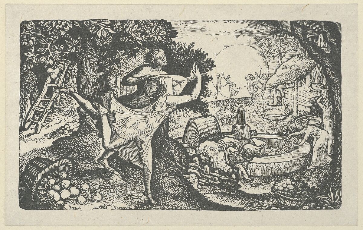 The Cyder Feast, Edward Calvert (British, Appledore, Devon 1799–1833 Hackney (London)), Wood engraving on India paper; third state of three 