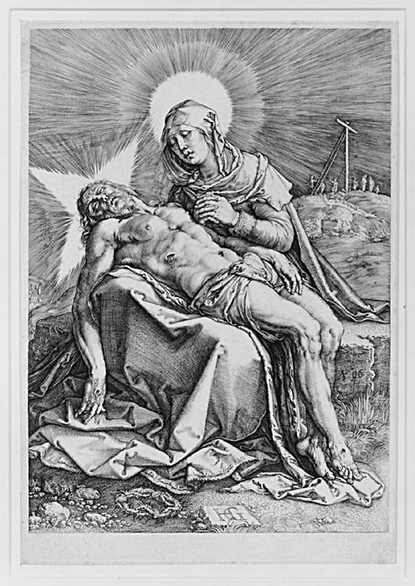 Pietà, Hendrick Goltzius (Netherlandish, Mühlbracht 1558–1617 Haarlem), Engraving; second state of two